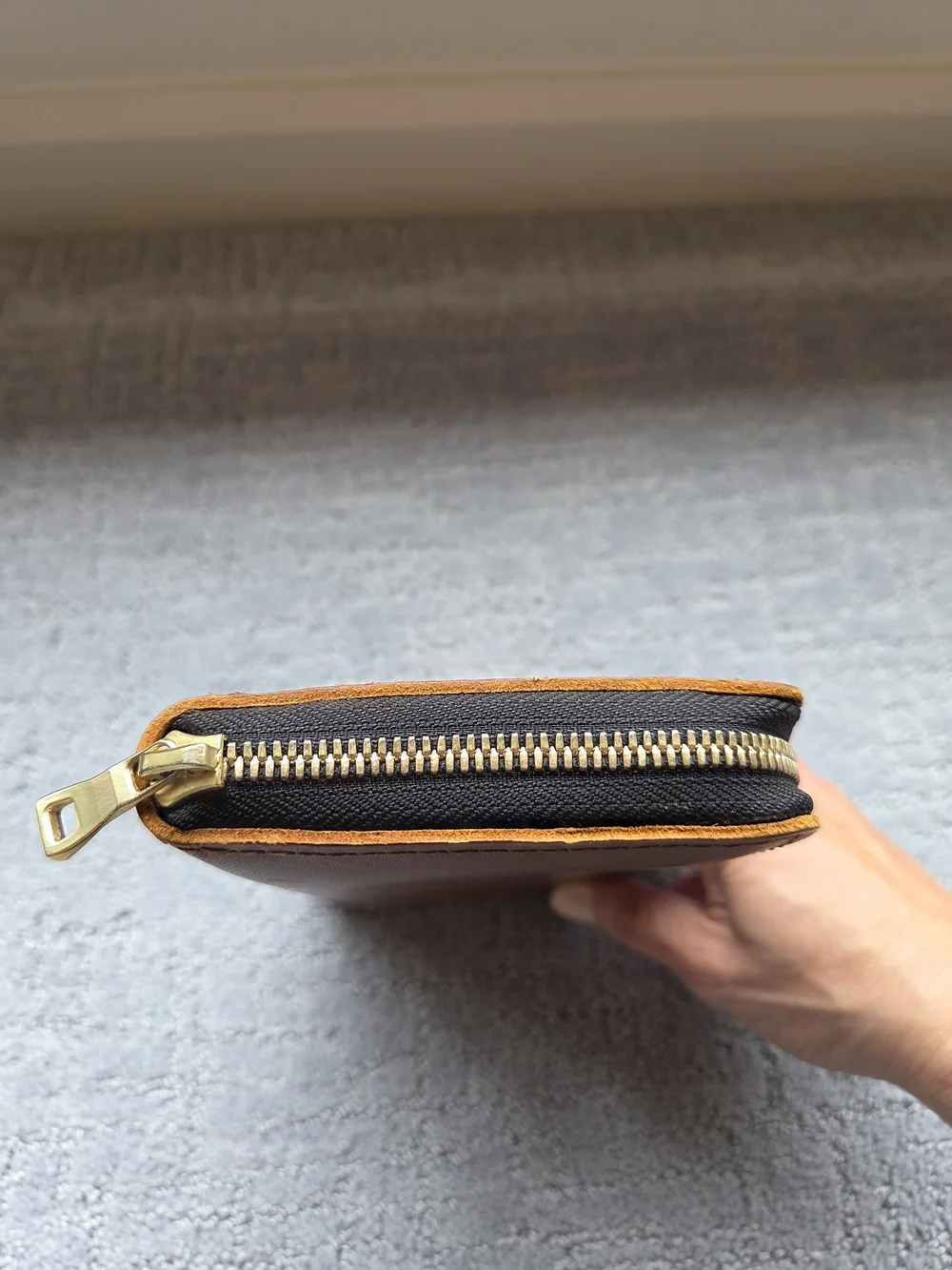 OG Portland Leather Honey Accordian Zip Wallet